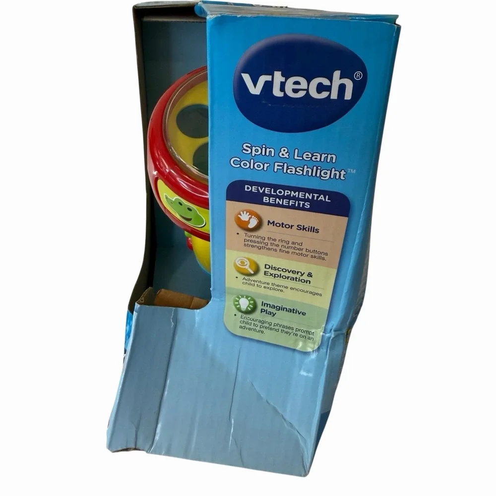 VTech Spin and Learn Color Flashlight Yellow Toddler Teaches Colors Counting NEW